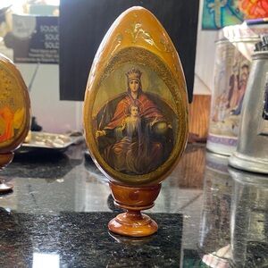 Vintage Handcrafted Religious Icon Signed Egg
